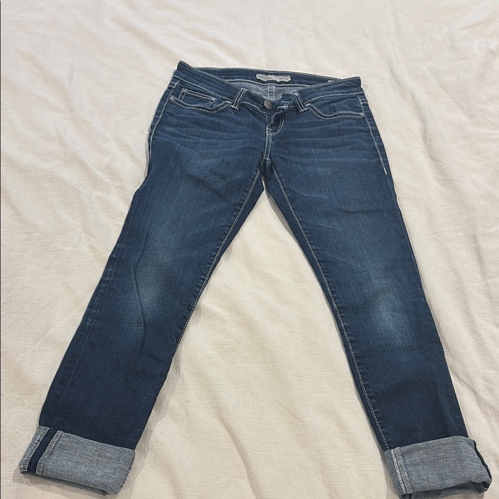 BKE Blue Ankle Cropped Jeans with Rolled Hems